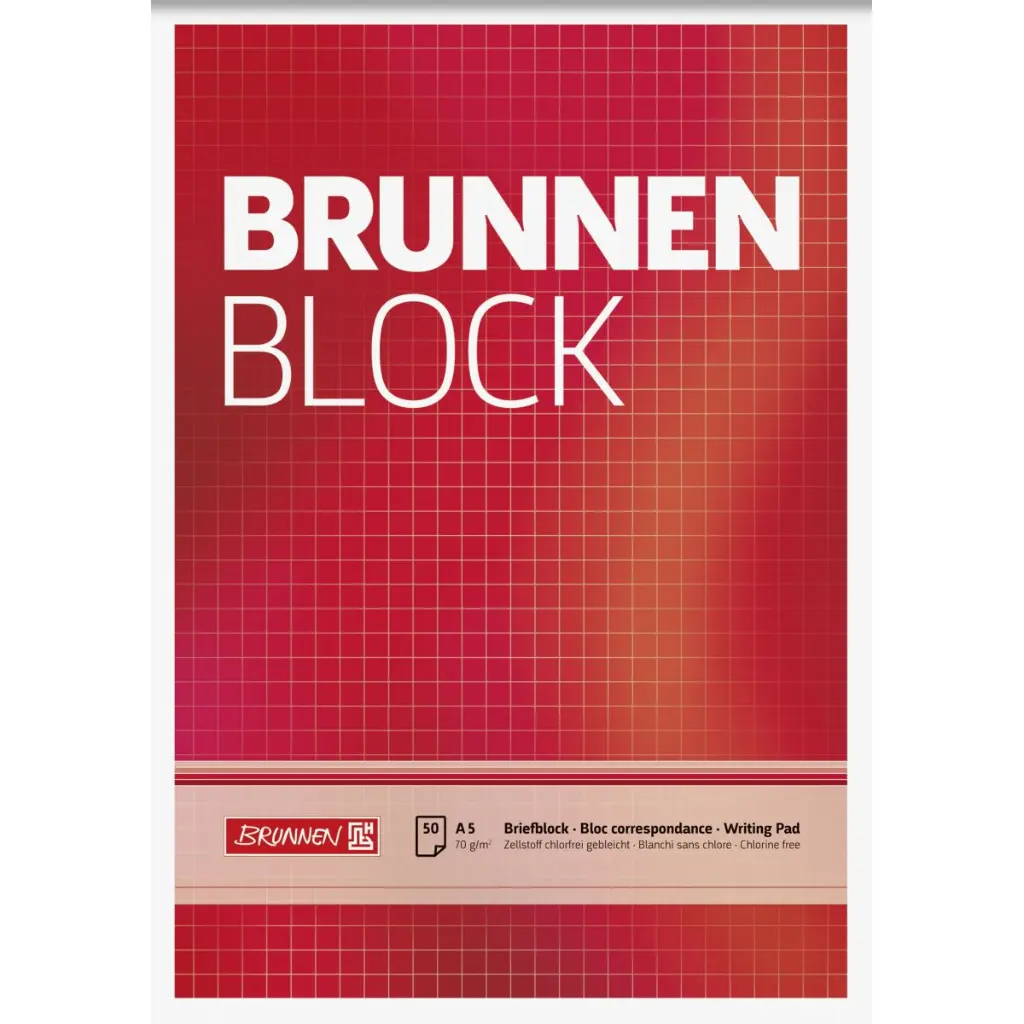 Brunnen Block A4, 50 Blatt, kariert, ohne Rand 