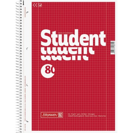 Collegeblock Student A4 Lineatur 28 | 80 Blatt, rot